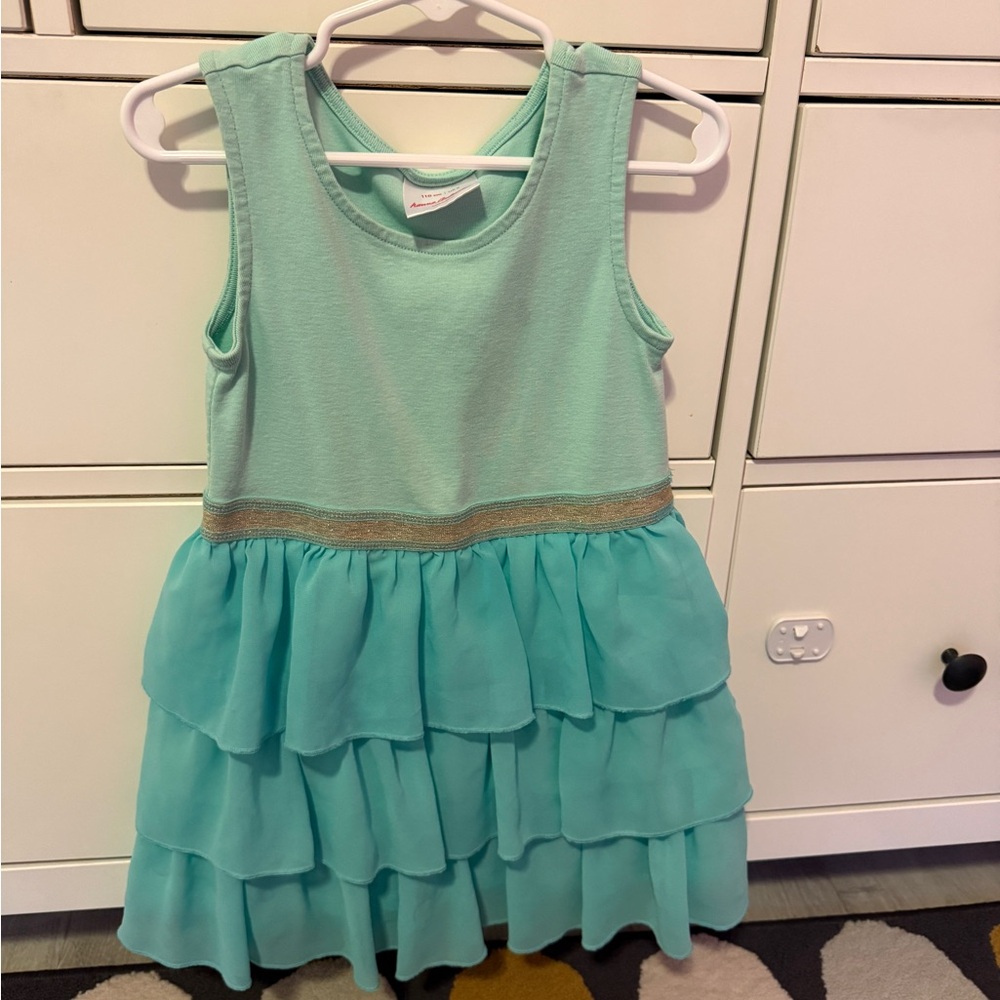 Sleeveless Aqua Layered Kids Dress